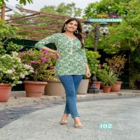 TIPS AND TOPS COTTON CANDY VOL 4 EMBROIDERY WORK CLASSIC READYMADE SHORT KURTI