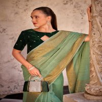 DELICATE SILK BY RAJPATH TISSUE LINEN WITH ZARI WEAVING CLASSIC LOOK SAREE TRADERS