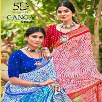 5D Designer Ganga Vol-5 Wholesale Bright Simmer Chiffon Blouse Sarees