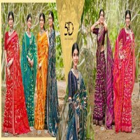 5D Designer Ganga Vol-7 Wholesale Bright Simmer Chiffon Blouse Sarees