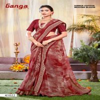 5D Designer Ganga Vol-14 Wholesale Bright Simmer Chiffon Blouse Sarees