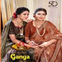 5D Designer Ganga Vol-14 Wholesale Bright Simmer Chiffon Blouse Sarees