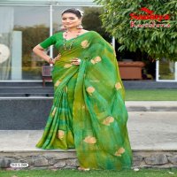 Saumya Karishma Wholesale Dull Moss Shibbhori And Siroski Lace Sarees