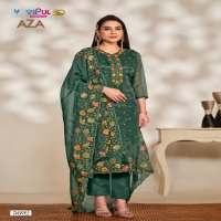 Vipul AZA Wholesale Soft Organza With Embroidery And Swarovski Work Festive Suits