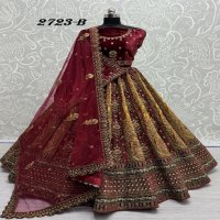 Anjani Art 2723 Wholesale Velvet Fabrics Bridal Lehengas