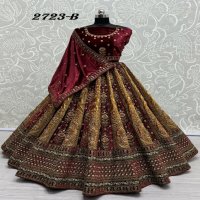 Anjani Art 2723 Wholesale Velvet Fabrics Bridal Lehengas