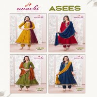 Aanchi Asees Wholesale Vichitra Flair Kali Top With Bottom And Dupatta