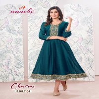 Aanchi Charmi Wholesale Flair Kali Cut With Embroidery Work Kurtis