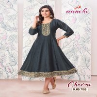 Aanchi Charmi Wholesale Flair Kali Cut With Embroidery Work Kurtis