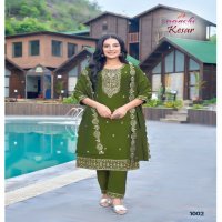 Aanchi Kesar Wholesale Roman Silk Kurtis With Pant And Dupatta