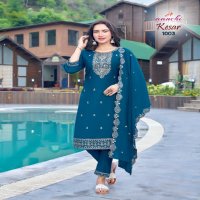 Aanchi Kesar Wholesale Roman Silk Kurtis With Pant And Dupatta