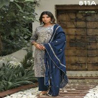 Label Khoj D.no 811 And 812 Colour Readymade 3 Piece Suits Combo