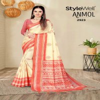 ANMOL BY STYLEWELL UNIQUE COLOUR COMBINATION PRINT SAREE WITH BLOUSE