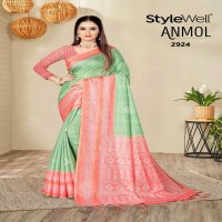 ANMOL BY STYLEWELL UNIQUE COLOUR COMBINATION PRINT SAREE WITH BLOUSE