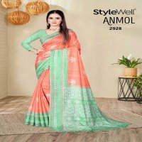 ANMOL BY STYLEWELL UNIQUE COLOUR COMBINATION PRINT SAREE WITH BLOUSE