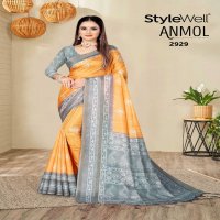 ANMOL BY STYLEWELL UNIQUE COLOUR COMBINATION PRINT SAREE WITH BLOUSE