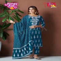 HONEY BELL BY AMBIKA RAYON PRINT DAILY WEAR STYLISH FULL STITCH COMBO SET DRESS