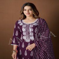 HONEY BELL BY AMBIKA RAYON PRINT DAILY WEAR STYLISH FULL STITCH COMBO SET DRESS