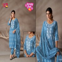 HONEY BELL BY AMBIKA RAYON PRINT DAILY WEAR STYLISH FULL STITCH COMBO SET DRESS