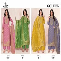 Naari Golden Wholesale Pure Muslin With Siroski Work Dress Material