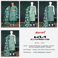 Bipson Kia Carens 2759 Wholesale Pure Cambric Cotton With Work Dress Material