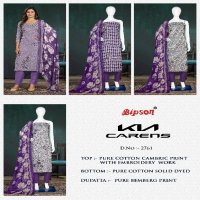 Bipson Kia Carens 2761 Wholesale Pure Cambric Cotton With Work Dress Material