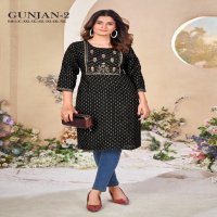 Sangeet Gunjan Vol-2 Wholesale Rayon Fabrics With Work Kurtis Collection