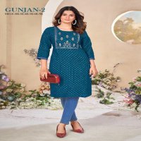 Sangeet Gunjan Vol-2 Wholesale Rayon Fabrics With Work Kurtis Collection