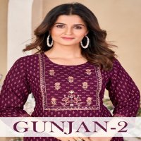 Sangeet Gunjan Vol-2 Wholesale Rayon Fabrics With Work Kurtis Collection