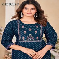 Sangeet Gunjan Vol-2 Wholesale Rayon Fabrics With Work Kurtis Collection