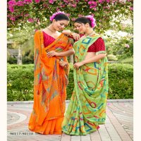 Saumya Roohi Wholesale Georgette Pattern With Embroidery Work Sarees