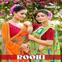 Saumya Roohi Wholesale Georgette Pattern With Embroidery Work Sarees