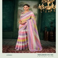 Rajpath Meghdhanush Wholesale Chanderi Linen Colourfulll Strips Sarees