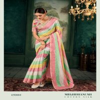 Rajpath Meghdhanush Wholesale Chanderi Linen Colourfulll Strips Sarees