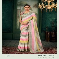 Rajpath Meghdhanush Wholesale Chanderi Linen Colourfulll Strips Sarees