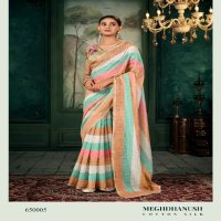 Rajpath Meghdhanush Wholesale Chanderi Linen Colourfulll Strips Sarees