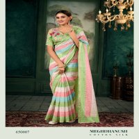 Rajpath Meghdhanush Wholesale Chanderi Linen Colourfulll Strips Sarees
