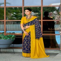 BARKHA PLUS BY SR IKKAT PRINT MUL MUL COTTON ELEGANT STYLE SAREE WITH BLOUSE