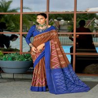 BARKHA PLUS BY SR IKKAT PRINT MUL MUL COTTON ELEGANT STYLE SAREE WITH BLOUSE