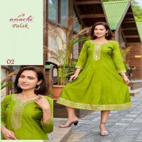 Aanchi Palak Wholesale Roman Silk Flair Cut Kurtis