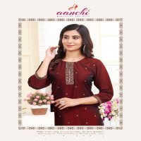 MYRA BY AANCHI RANGEELA SILK FULLY STITCH STRAIGHT CUT EMBROIDERY WORK LONG KURTI