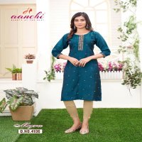 MYRA BY AANCHI RANGEELA SILK FULLY STITCH STRAIGHT CUT EMBROIDERY WORK LONG KURTI