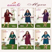 MYRA BY AANCHI RANGEELA SILK FULLY STITCH STRAIGHT CUT EMBROIDERY WORK LONG KURTI