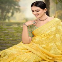 Saumya Radhika Wholesale Georgette Border Flower Butta Ethnic Sarees