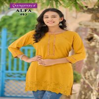 Rangmaya Alfa Vol-4 Wholesale Rayon Rinkle Short Tops