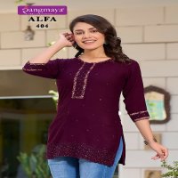 Rangmaya Alfa Vol-4 Wholesale Rayon Rinkle Short Tops