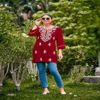 Shreen Fusion Wholesale Trendy Western Rayon With Lucknowi Work Short Tops