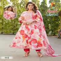 MASTER CRYSTAL GHERA RAYON PRINT READYMADE CASUAL WEAR 3PCS DRESS