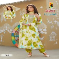 MASTER CRYSTAL GHERA RAYON PRINT READYMADE CASUAL WEAR 3PCS DRESS