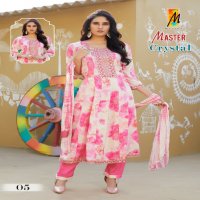 MASTER CRYSTAL GHERA RAYON PRINT READYMADE CASUAL WEAR 3PCS DRESS